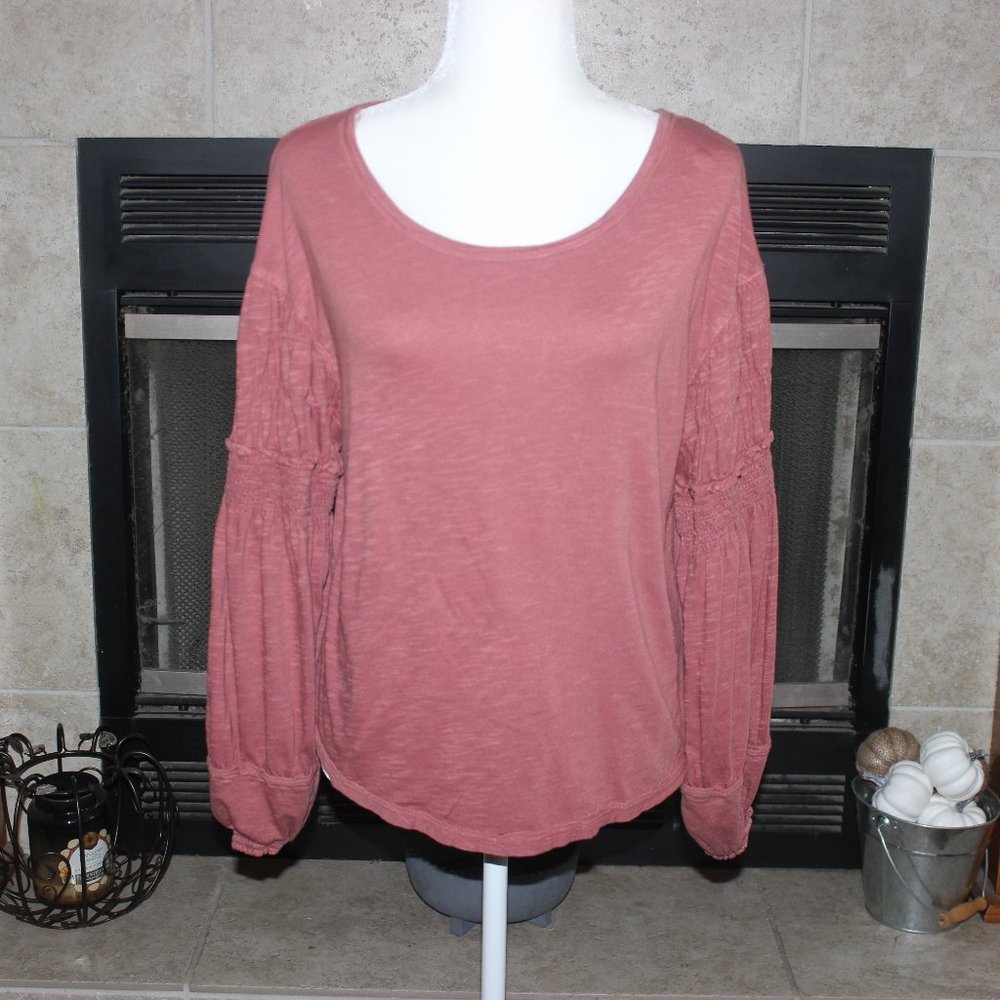 Melrose and Market peasant sleeve style blouse-blush red-size small-guc